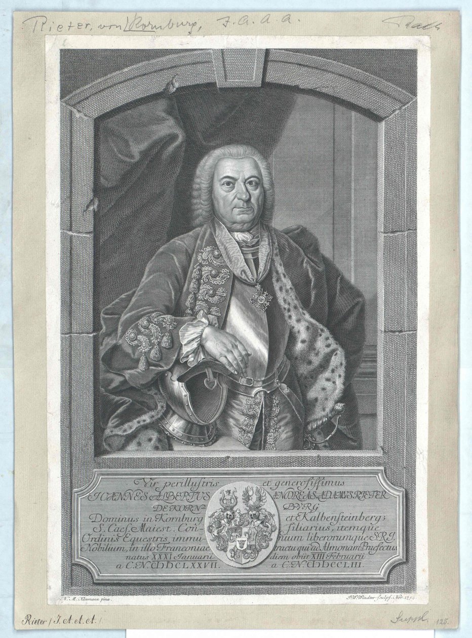 Johann Albrecht Andreas Adam Rieter von Kornburg és Kalbensteinberg Johann Albrecht Andreas Adam Rieter von Kornburg és Kalbensteinberg alkotó: Artist Unknown