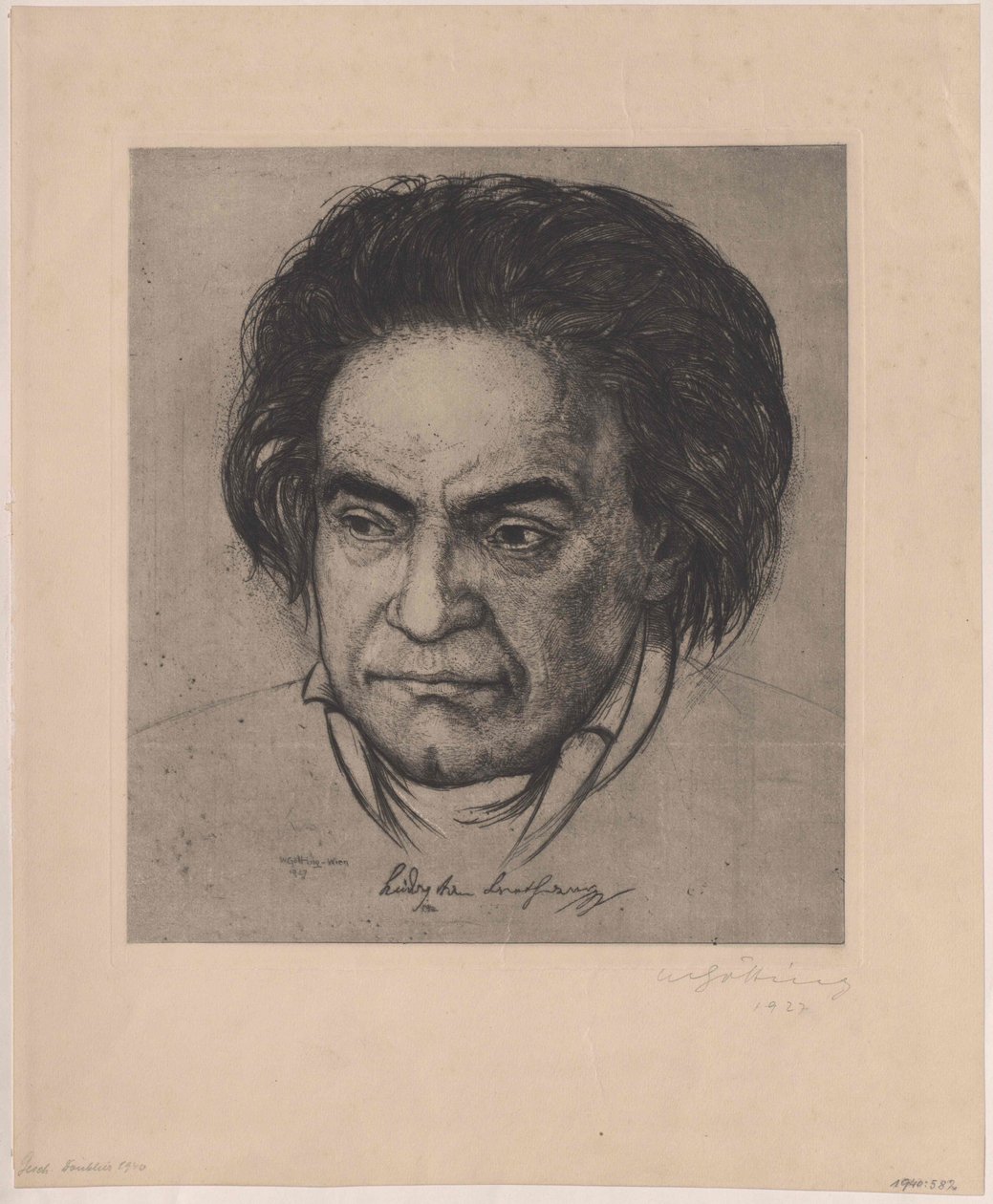 Ludwig van Beethoven (nyomtatás) alkotó: Artist Unknown