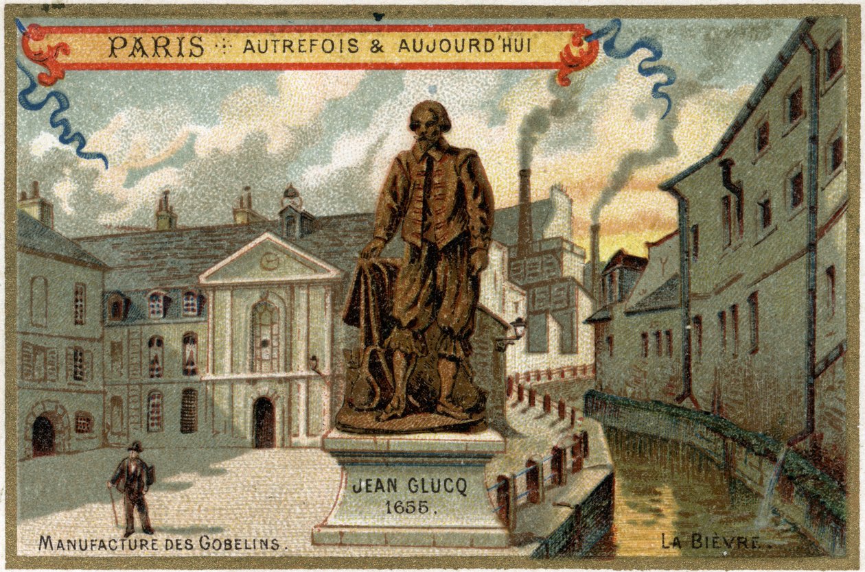A párizsi Gobelins gobelinmanufaktúra. Jean Glucq szobra, aki a festési eljárást Franciaországba importálta. alkotó: Artist Unknown