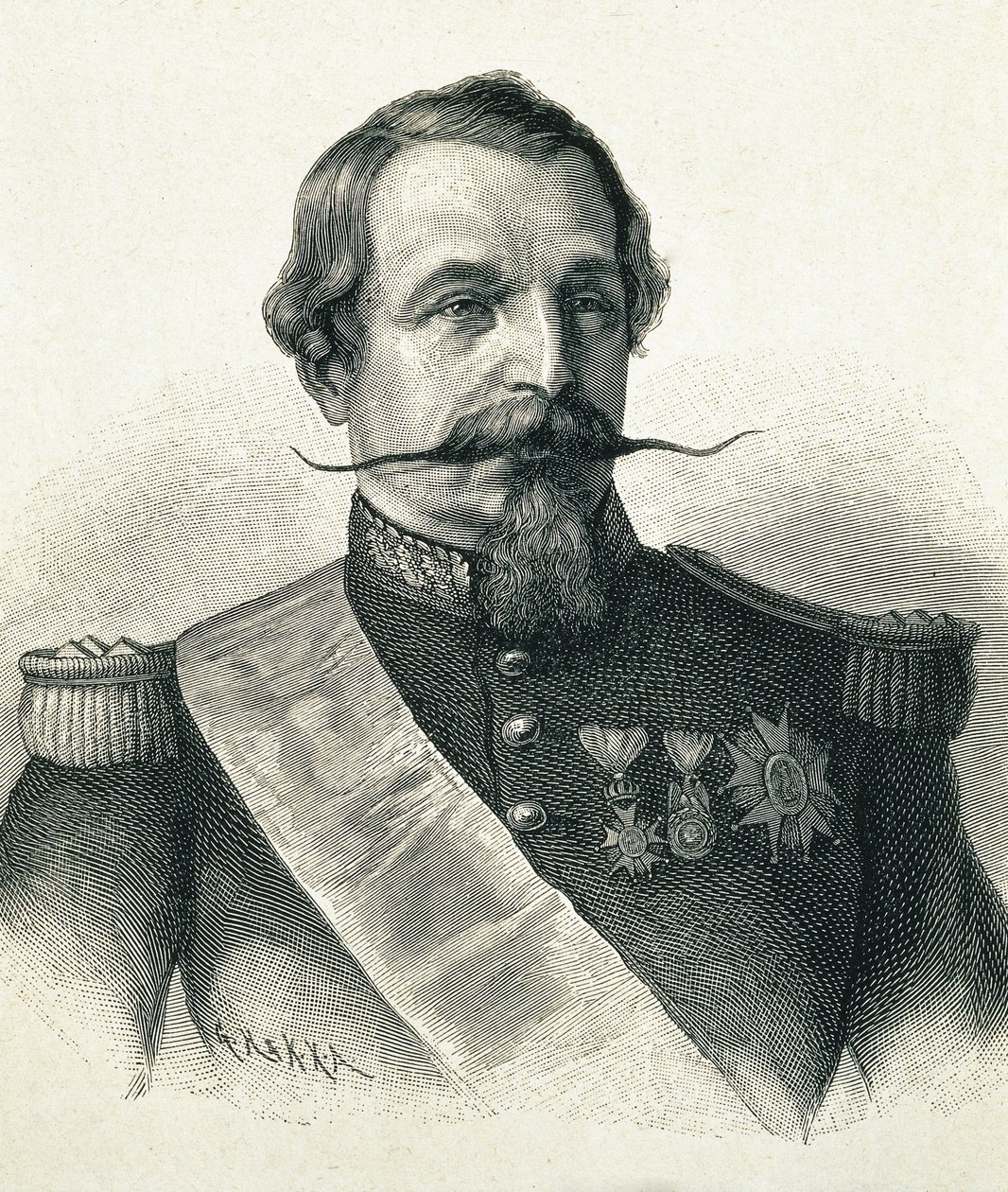NAPOLEON III, Charles-Louis Napoleon Bonaparte (1808-1873). A II. köztársaság elnöke (1848-1852) és Franciaország császára (1852-1870). III. Napóleon portréja. Metszet. alkotó: Artist Unknown