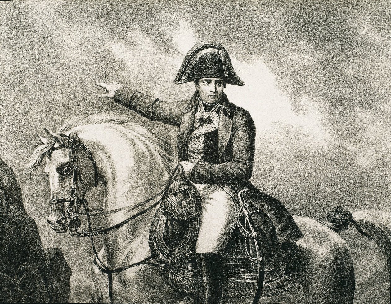 I. Bonaparte NAPOLEON (1769-1821). Francia katona és politikus, Franciaország császára (1804-1815). Részlet Napóleon lovas portréjából, amelyet Joseph Chabord eredeti portréja alapján készített. Metszet alkotó: Artist Unknown