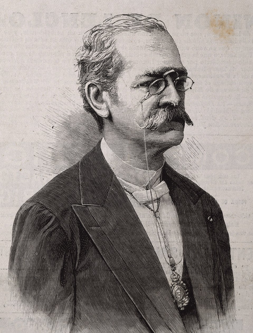 PALMA, Ricardo (1833-1919). Perui író, tudós, könyvtáros és politikus. Metszet. alkotó: Artist Unknown