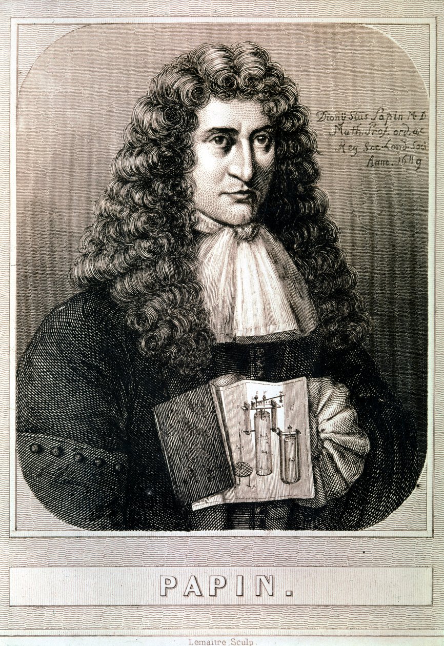 Denis Papin portréja (metszet) alkotó: Artist Unknown