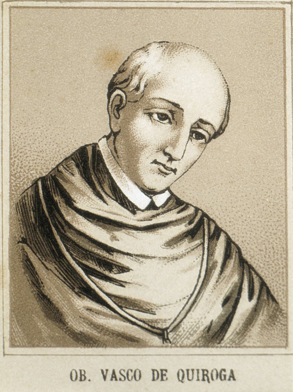 QUIROGA, Vasco de (1470-1565). A mexikói Michoacan első püspöke és az Új-Spanyolországot kormányzó második Audiencia egyik bírája (oidores). Litográfia. alkotó: Artist Unknown