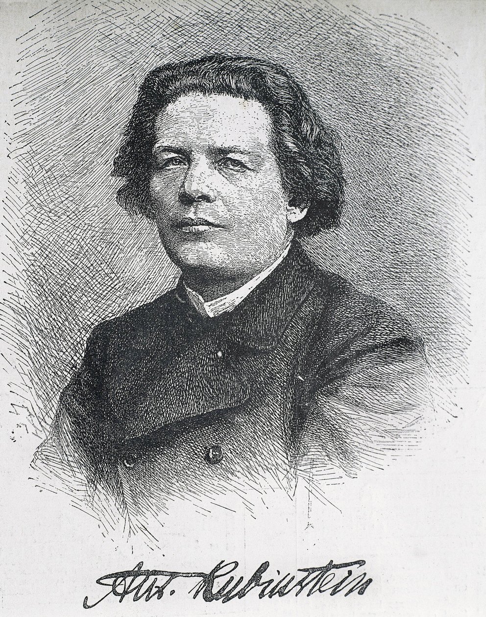 RUBINSTEIN, Anton Grigorjevics (1829-1894). Orosz zeneszerző és zongoraművész. Anton Rubinstein dedikált portréja. Metszet. alkotó: Artist Unknown