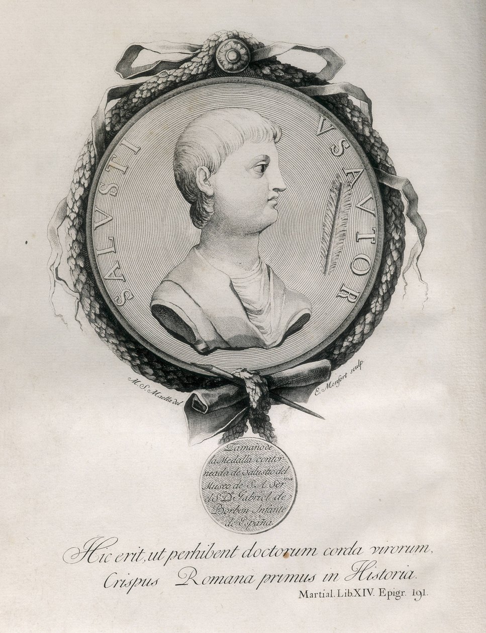 SALLUST (I. E. 86-35). Római történetíró. Metszet. alkotó: Artist Unknown