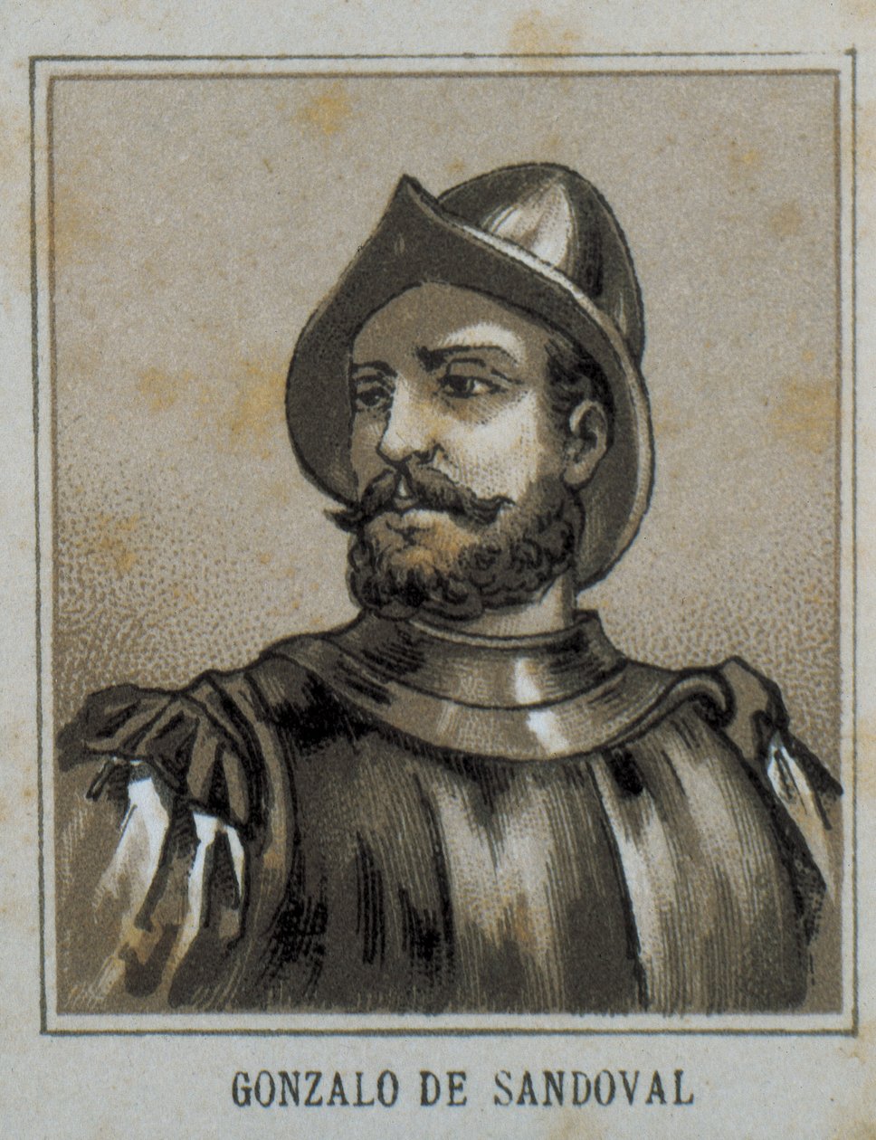 SANDOVAL, Gonzalo de (1497-1527). Spanyol hódító Új-Spanyolországban (Mexikó). Metszet. alkotó: Artist Unknown