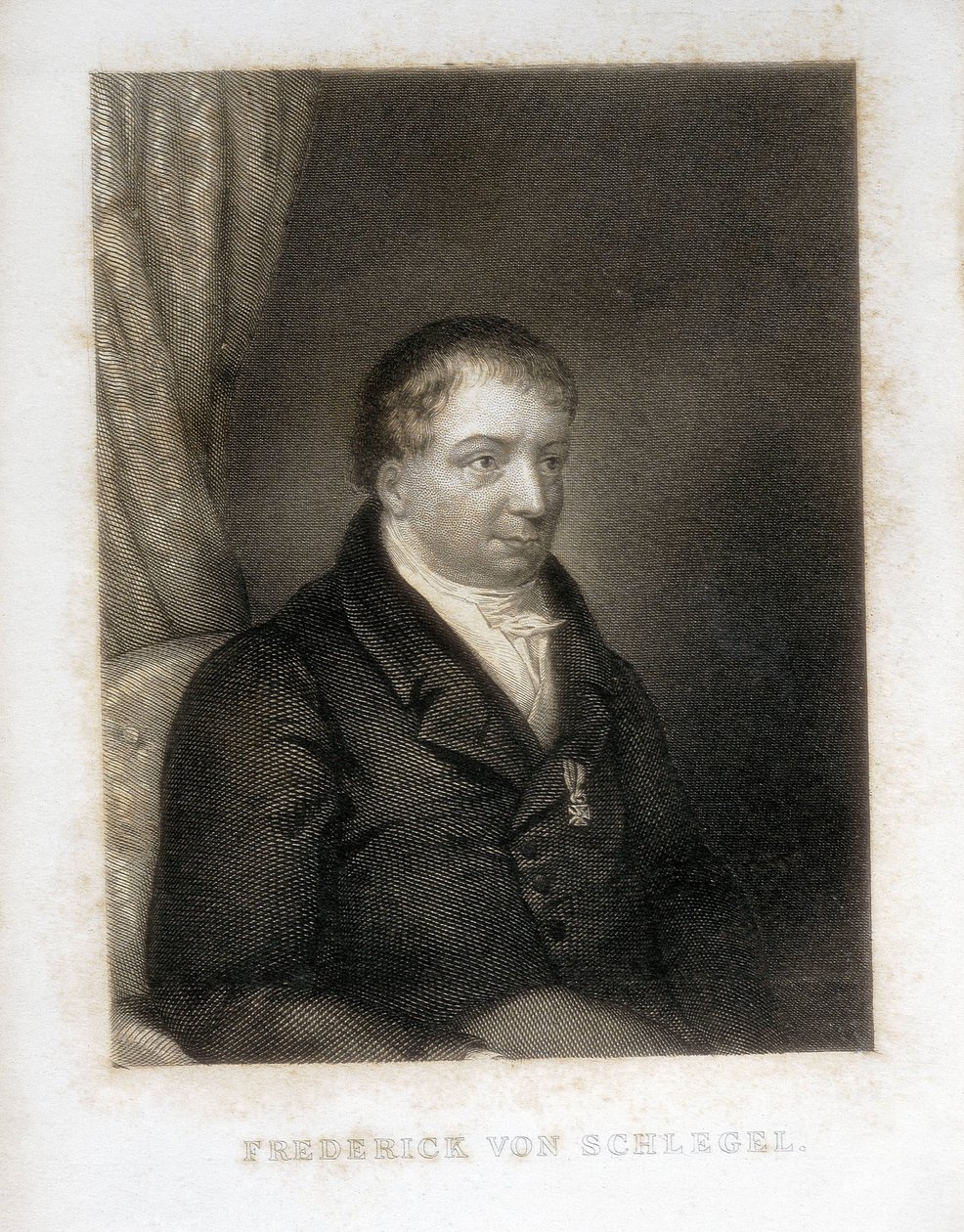 SCHLEGEL, Friedrich von (1772-1829). Német költő, kritikus és tudós. A német romantika kritikai vezetője. Metszet. alkotó: Artist Unknown