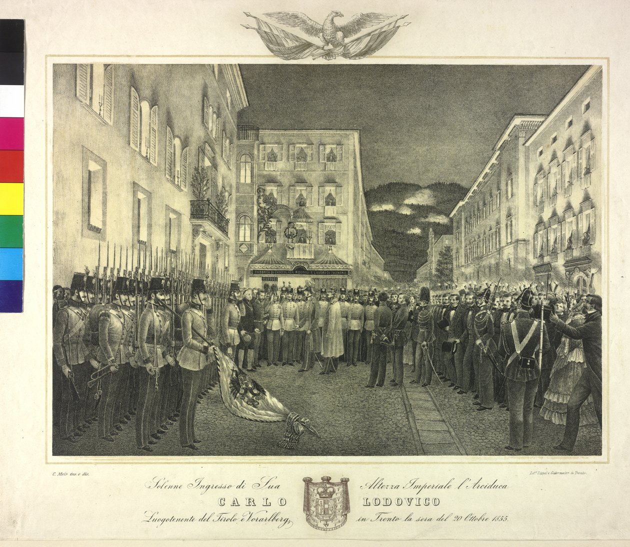 Károly Lajos főherceg ünnepélyes fogadása 1855. október 20-án Trentóban alkotó: Artist Unknown