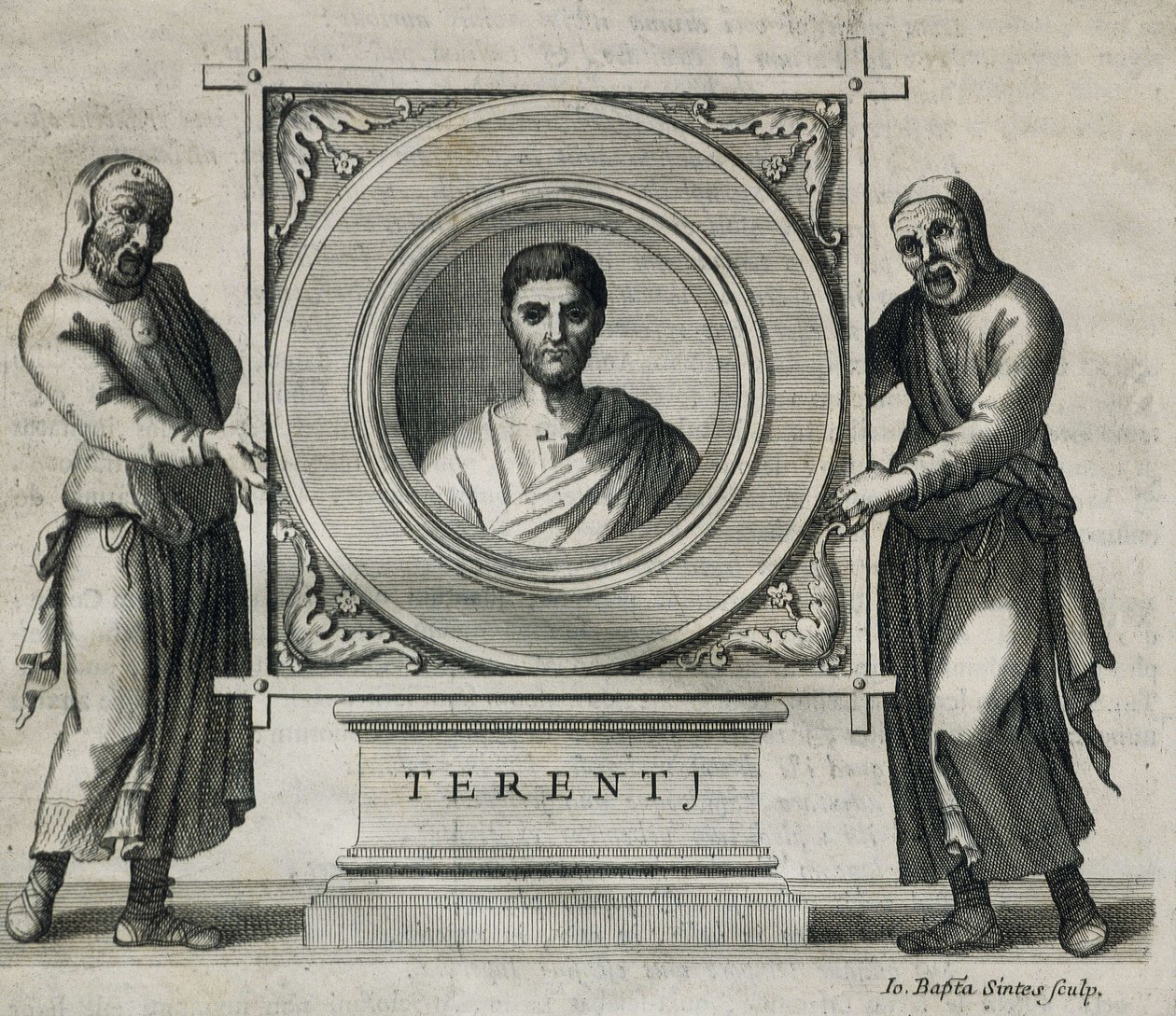 TERENCE, Publius Terentius Afer (Kr. e. 190-154). Drámaíró a Római Köztársaság idején. Metszet. 1736. Metszet alkotó: Artist Unknown