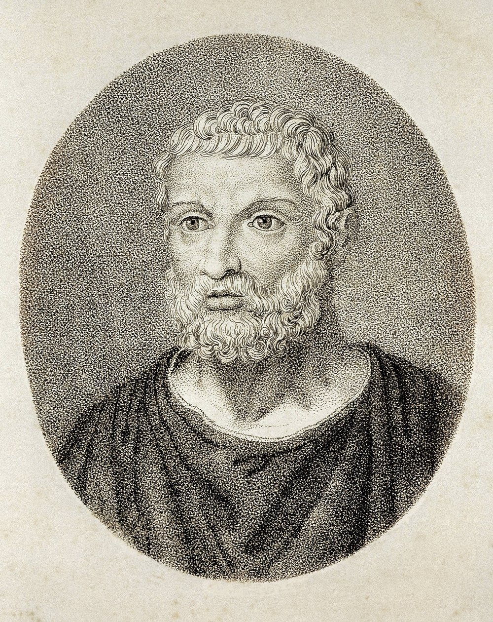 Milétoszi THALES (Kr. e. 6. század i. sz. VI. század). A milétosi Thalész portréja. Metszet. alkotó: Artist Unknown