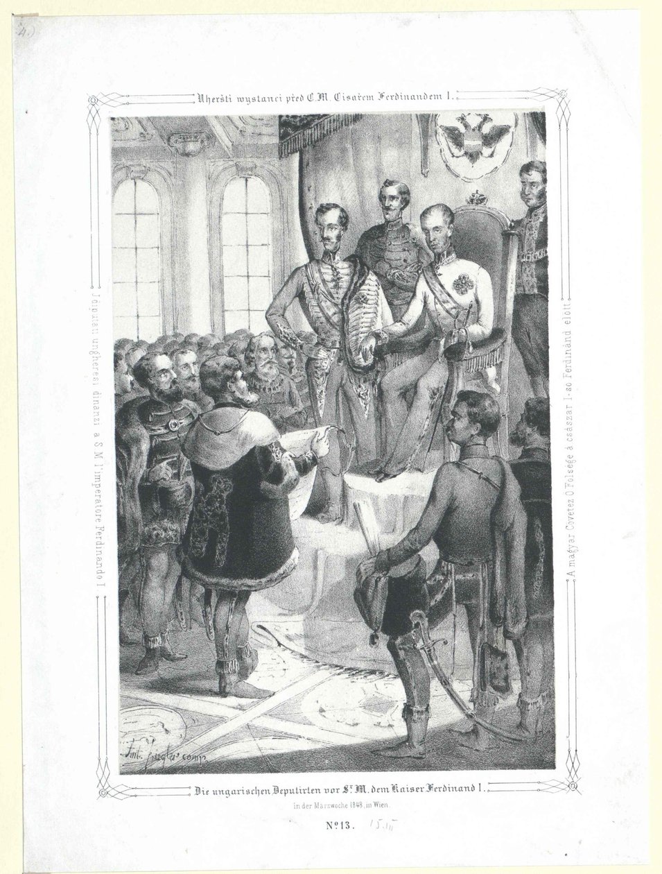 A magyar deputátumok M. Sir M. I. Ferdinánd császár előtt az 1848. márciusi héten. alkotó: Artist Unknown