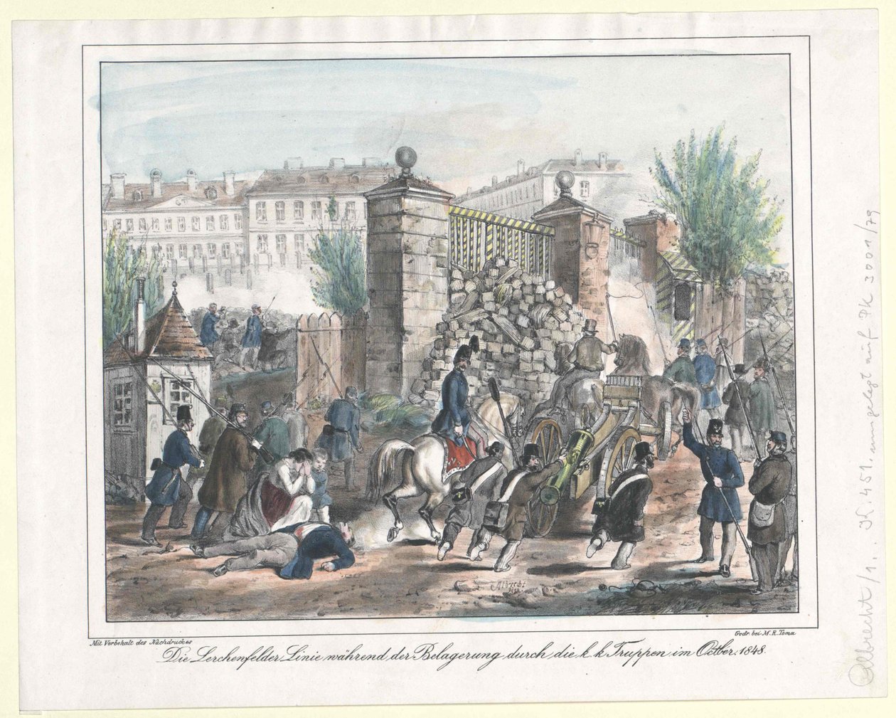 A Lerchenfelder-vonal a k. k. csapatok 1848. októberi ostromakor. alkotó: Artist Unknown