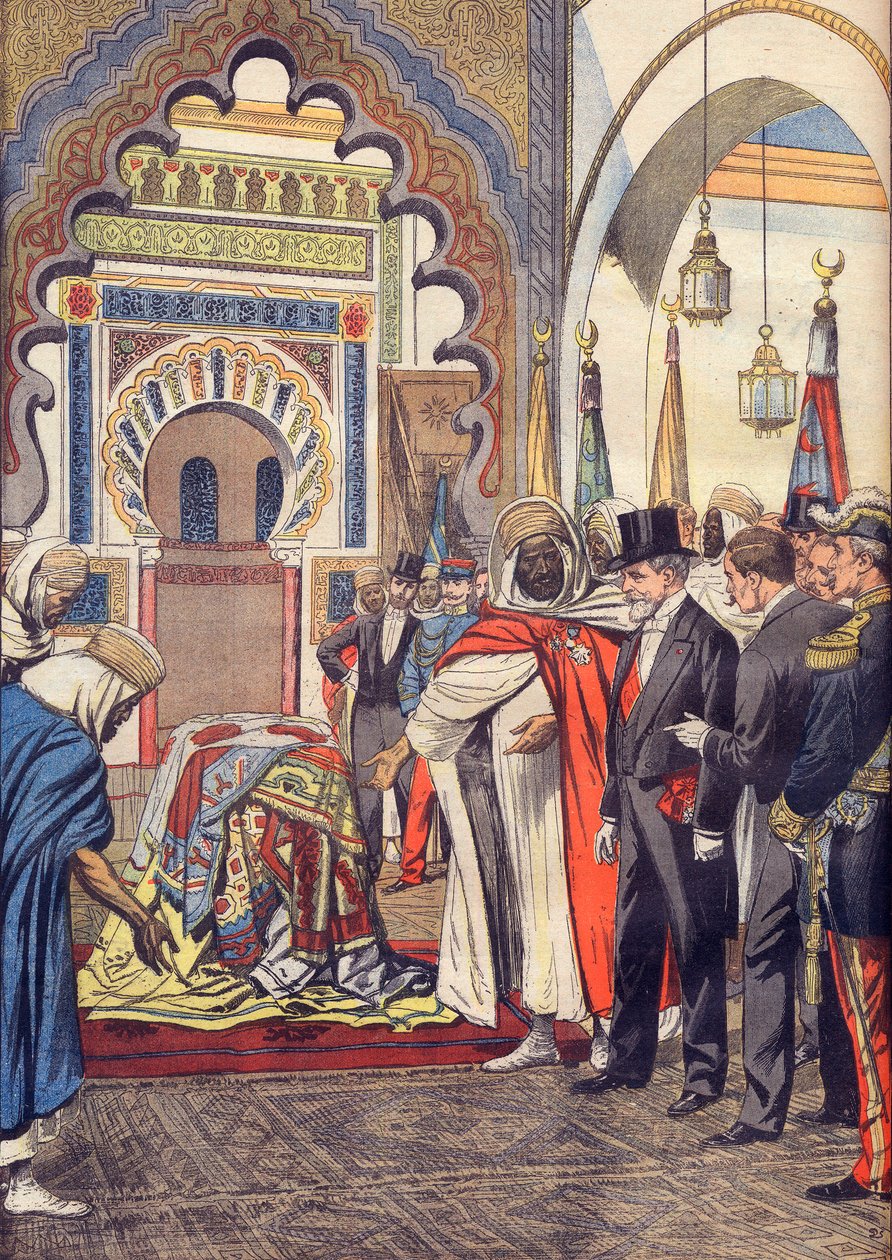 A Francia Köztársaság elnöke, Emile Loubet látogatása a Sidi Bou Medine mecsetben, Tlemcen, Algéria alkotó: Artist Unknown