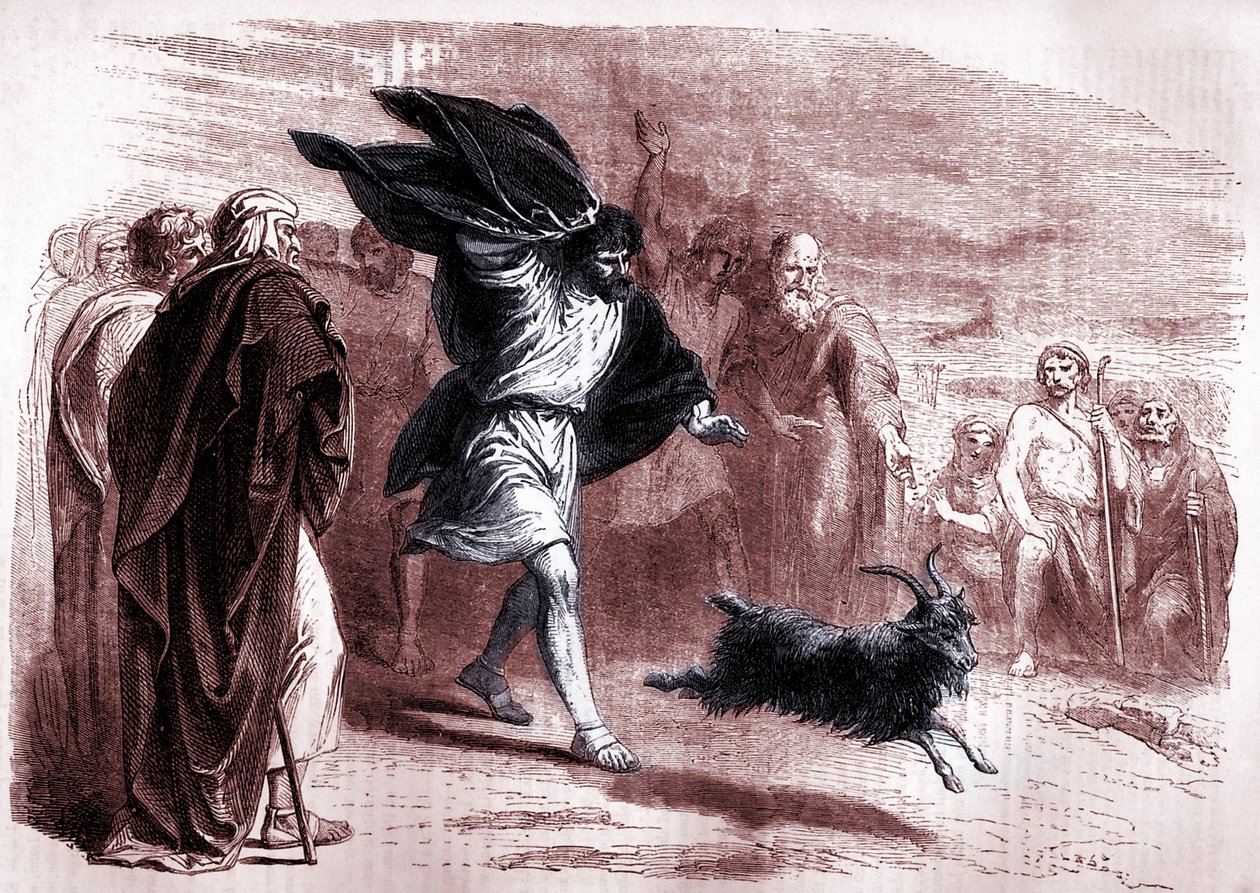 Az Azazelért a pusztába küldött bűnbak, 3Mózes, XVI. fejezet (nyomtatás) alkotó: Artist Unknown