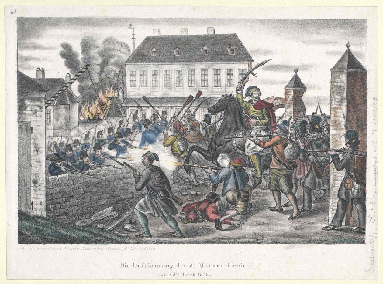 A St. Marxer-vonal megtámadása 1848. október 28-án. alkotó: Artist Unknown