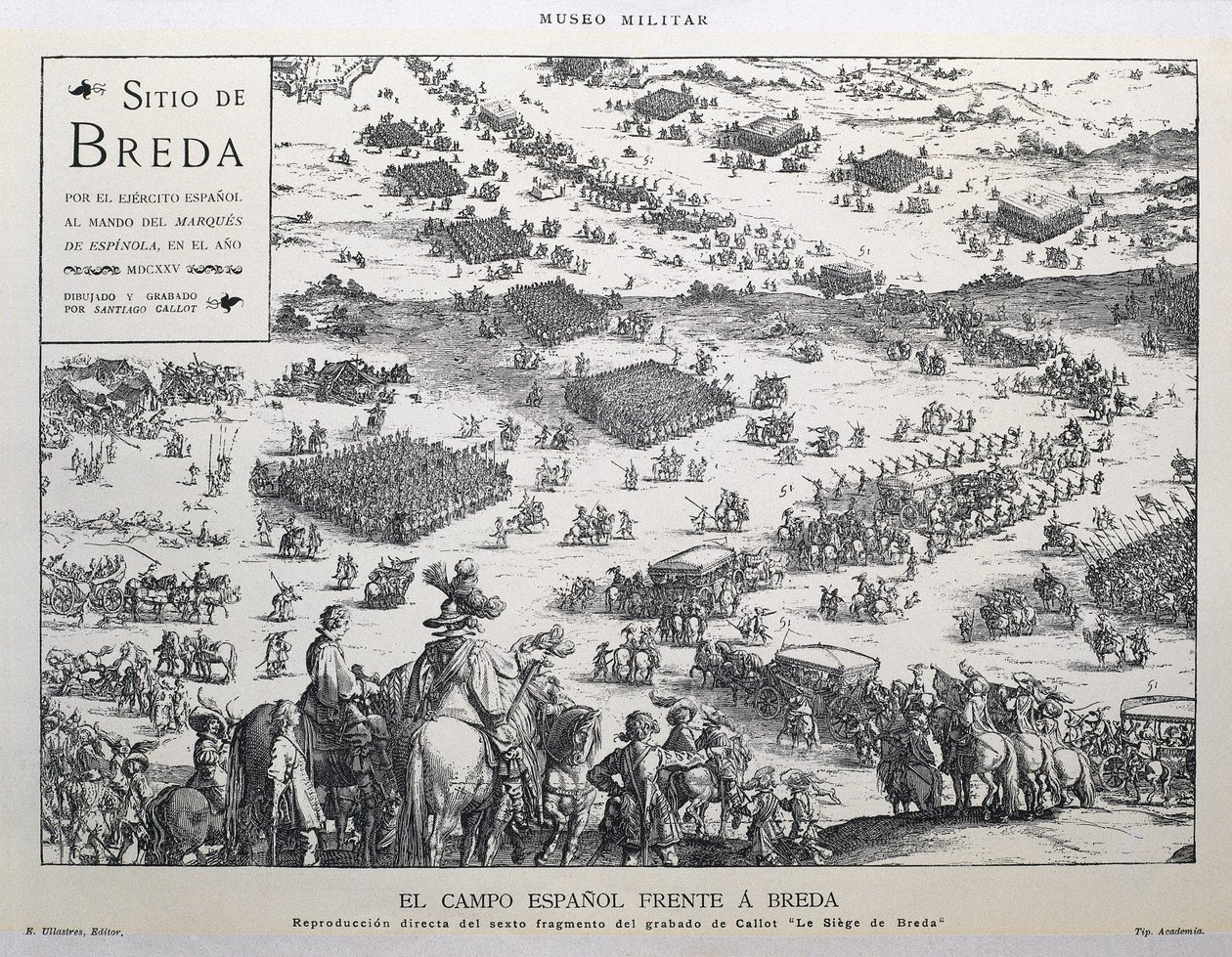 The campo espanol frente a Breda: a Callot "Le Siege de Breda" (Spanyol vidék és Breda: Callot "Le Siege de Breda" című metszete hatodik részének közvetlen másolata) közvetlen reprodukciója alkotó: Artist Unknown