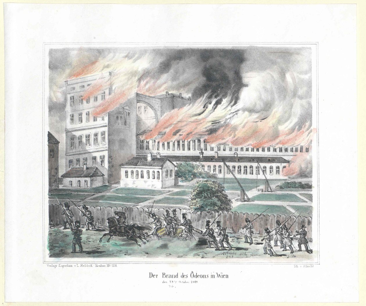 A bécsi ódon gyújtogatás 1848. október 28-án. alkotó: Artist Unknown