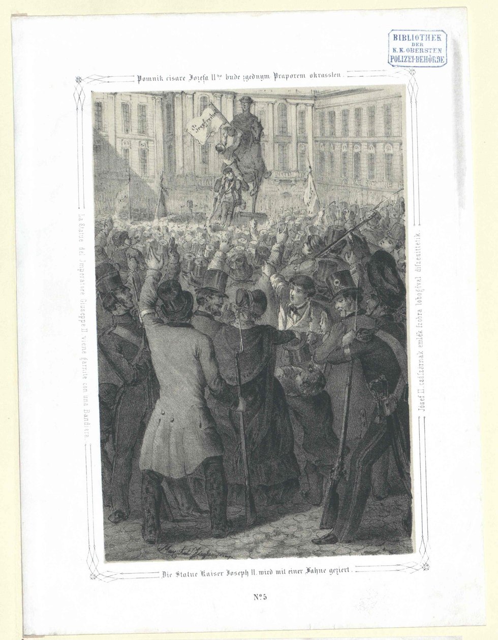 A szobor császár II József császár lesz egy zászlóval értékes alkotó: Artist Unknown