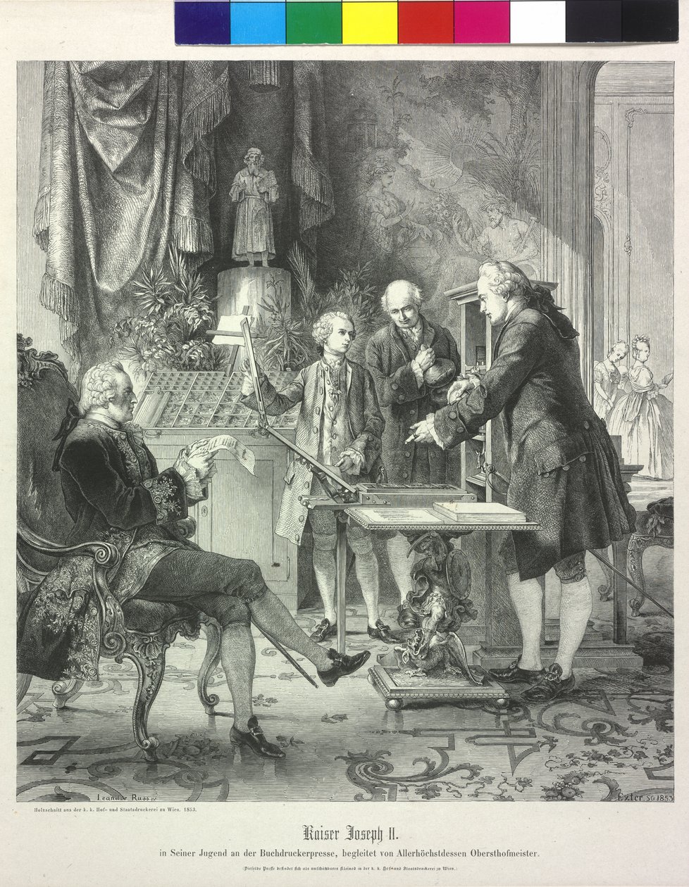A tizenéves II. József császár a nyomdában alkotó: Artist Unknown