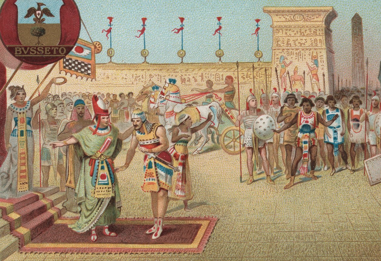 Radames, az egyiptomi hadsereg parancsnokának diadalmas visszatérése, II. felvonás, 2. jelenet Giuseppe Verdi Aida című operájából. alkotó: Artist Unknown