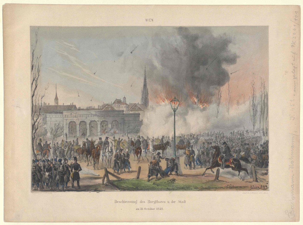 Bécs bombázása a várkapu és a város 31-én. október 1848. alkotó: Artist Unknown