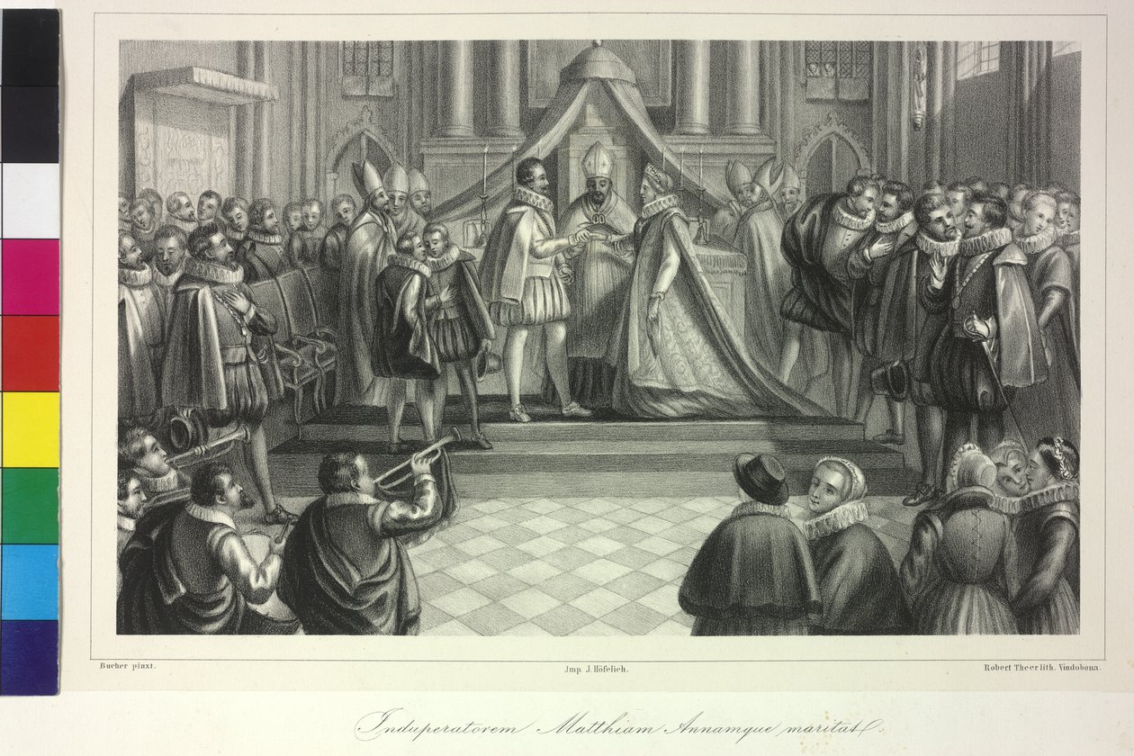I. Mátyás király és Anna főhercegnő esküvője Ferenc Dietrichsteini bíboros által 1611. december 4-én. alkotó: Artist Unknown