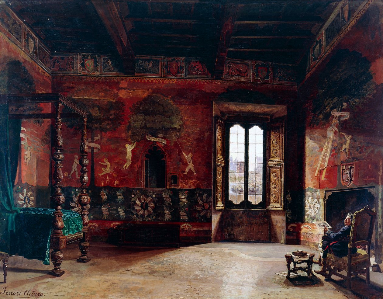 Belső, Arturo Ferrari (1861-1932), olaj, vászon alkotó: Arturo Ferrari