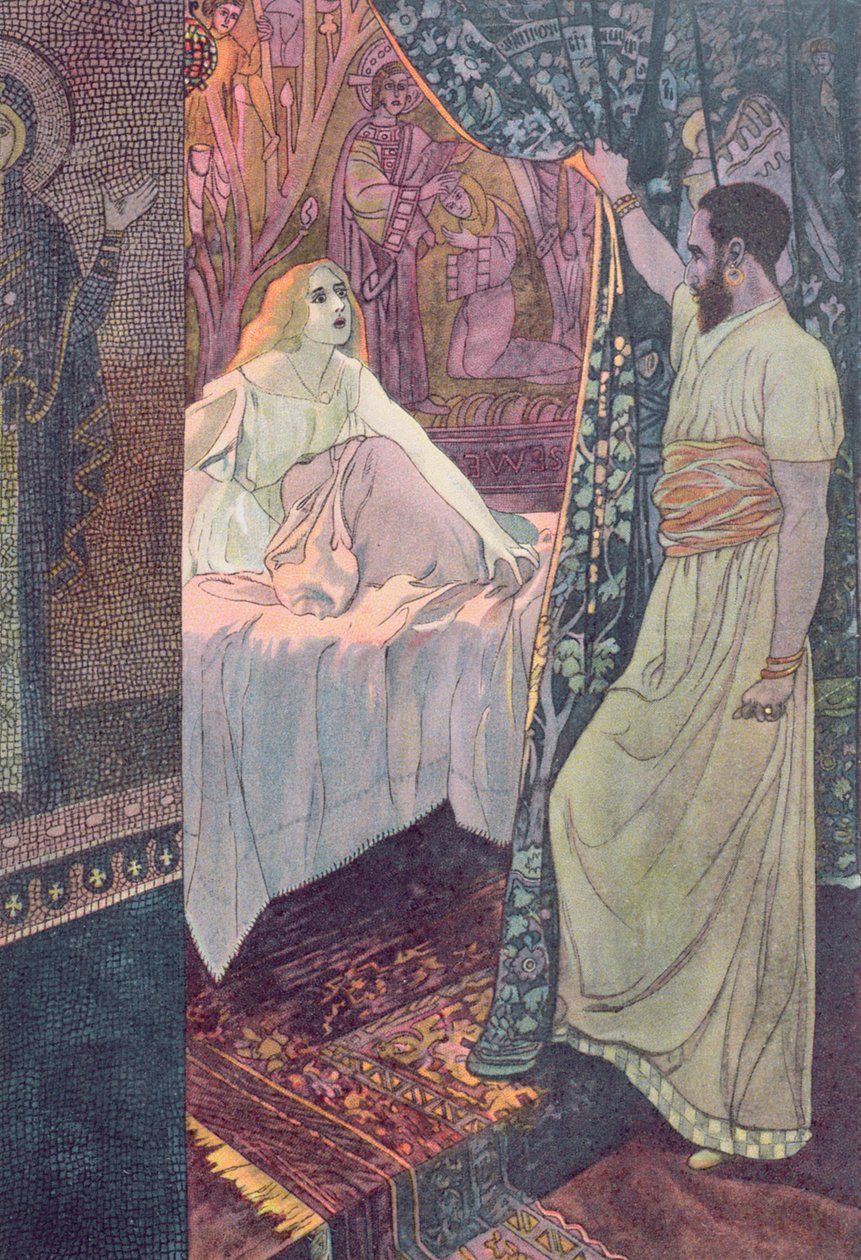 Othello és Desdemona, jelenet William Shakespeare (1564-1616) „Othello” című művéből, 1900 körül alkotó: Artus Scheiner