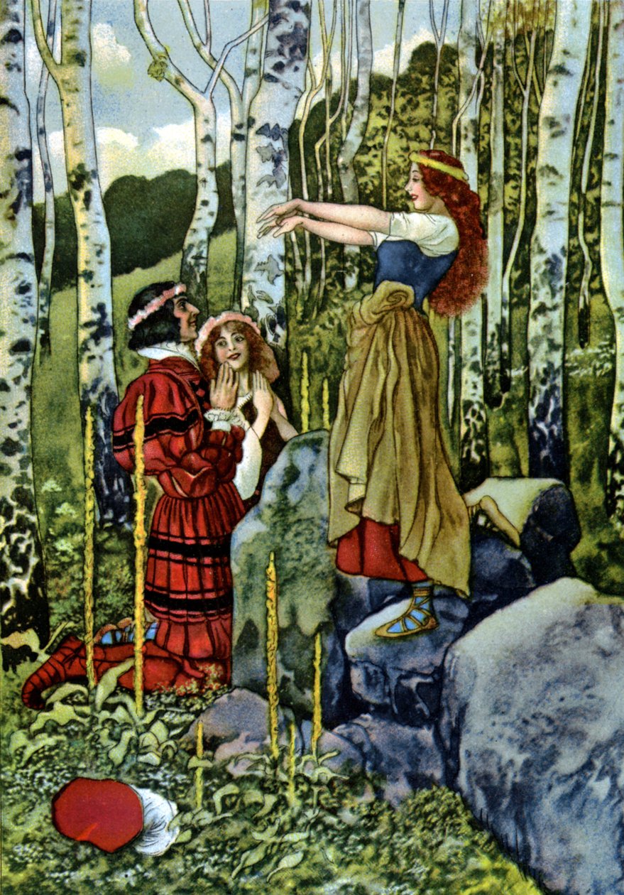 Ahogy tetszik, Orlando és Rosalind színlelt házassága, 1880 körül (metszet) alkotó: Artus Scheiner