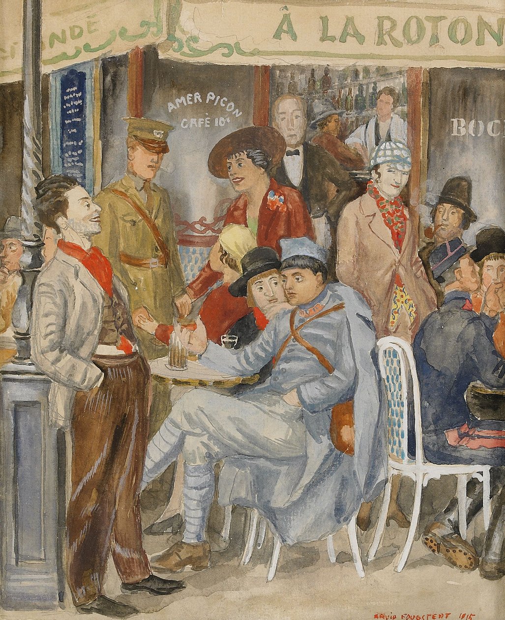 Café La Rotonde Moise Kisling az ünnepek alatt, 1915. alkotó: Arvid Fougstedt