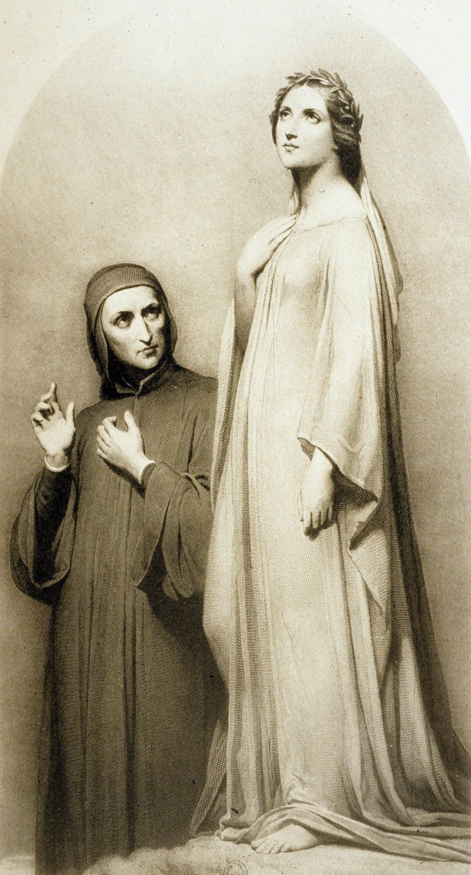 Dante és Beatrice (metszet) alkotó: Ary (after) Scheffer