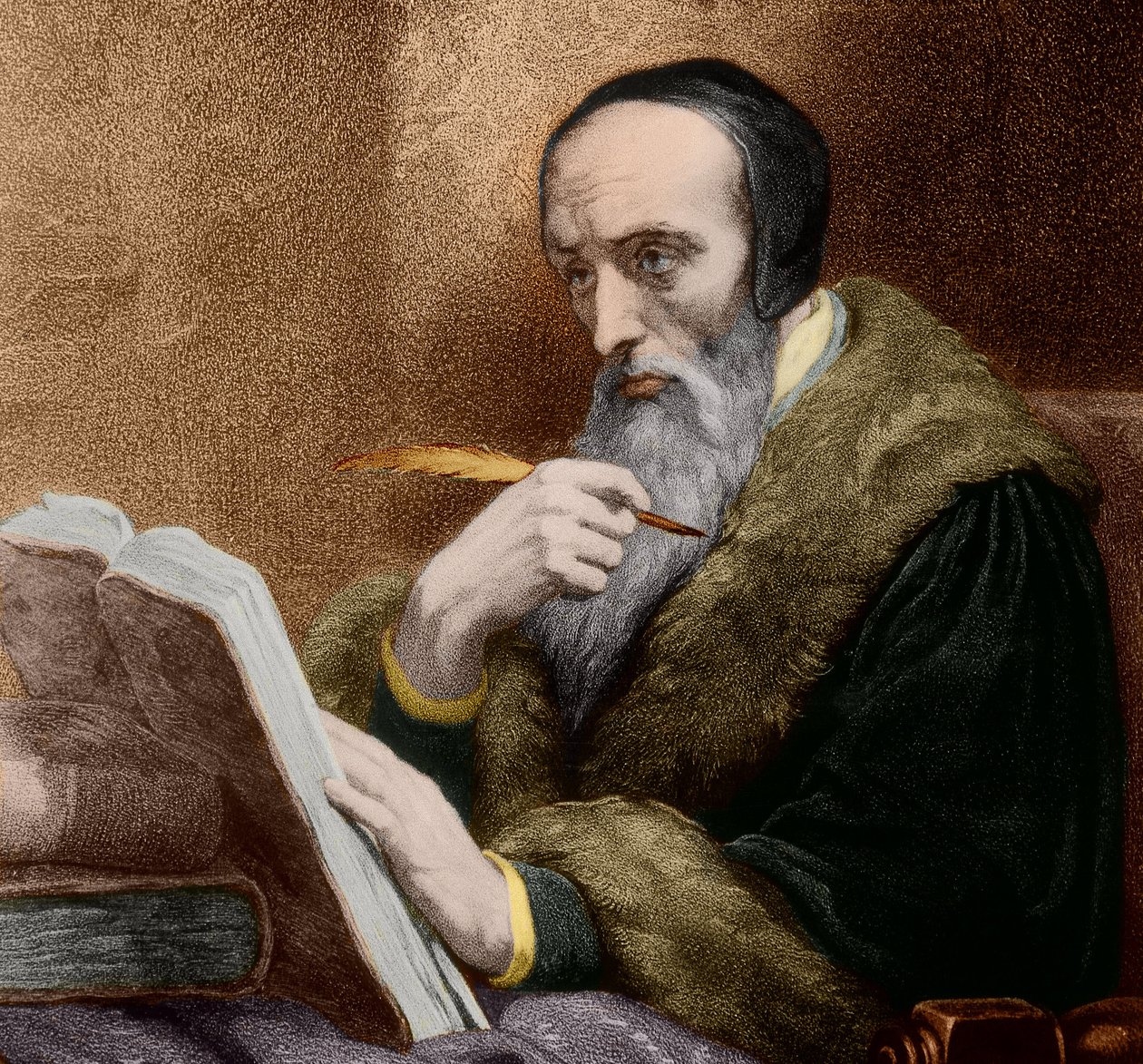 Jean Calvin, a kálvinizmus alapítójának portréja alkotó: Ary (after) Scheffer