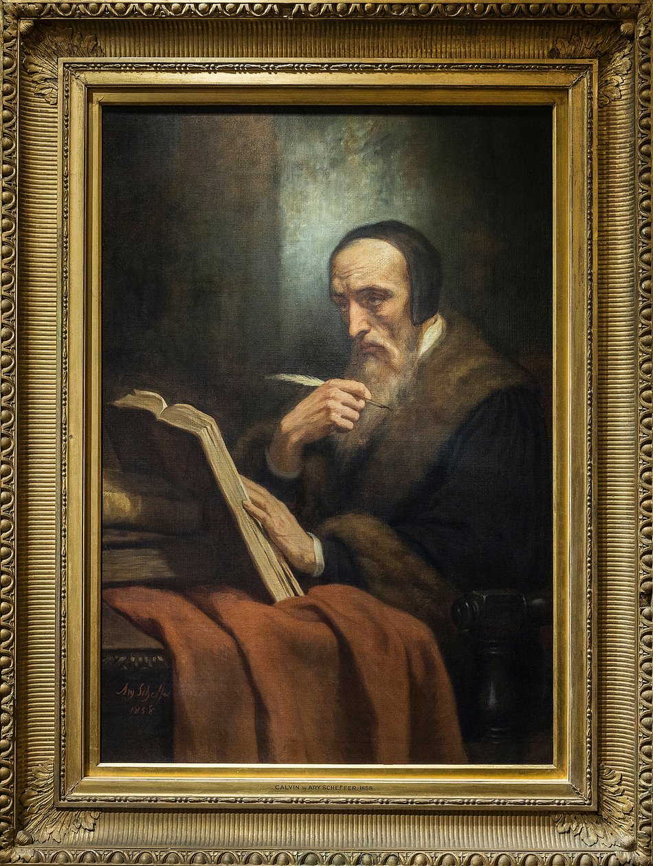 Kálvin János (Jean Cauvin) portréja, francia író, teológus és lelkész a protestáns reformáció idején (1509-1564) - Ary Scheffer (1795-1858) festménye. musee de la vie romantique - Párizs alkotó: Ary Scheffer