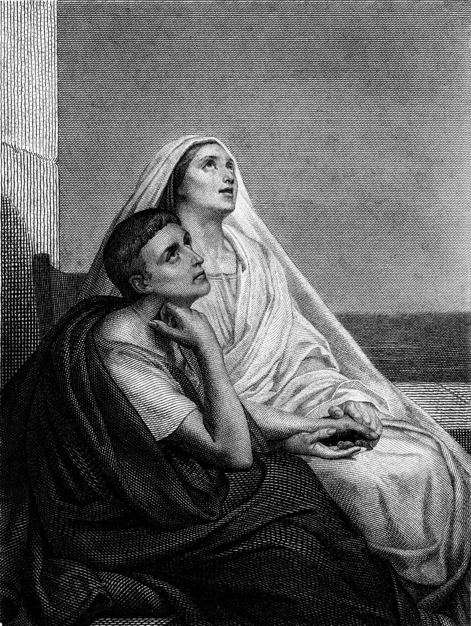 Saint Monique Szent Ágostonnal – Bougaud abbé Saint Monique történetének homlokzatán, Librairie Poussielgue 1866 alkotó: Ary Scheffer
