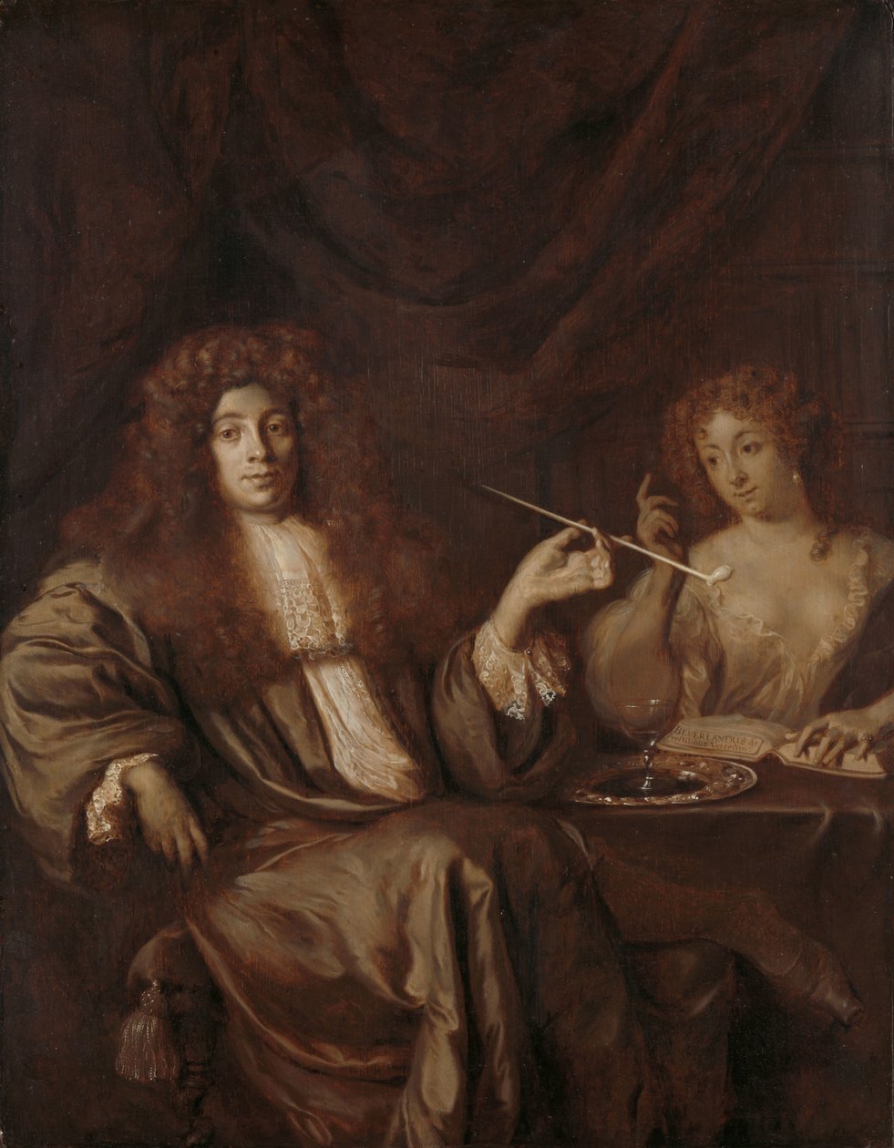 Hadriaan Beverland portréja egy prostituálttal Adriaan van Beverland, teológiai művek írója és szatirikus, egy prostituálttal alkotó: Ary de Vois (attributed to)