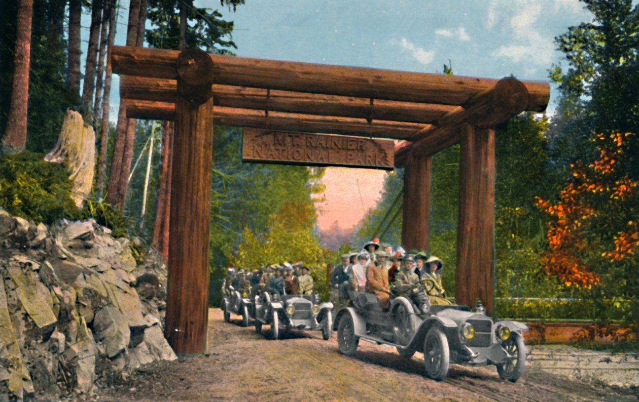 A Mount Rainier Nemzeti Park bejárata, 1916 alkotó: Asahel Curtis