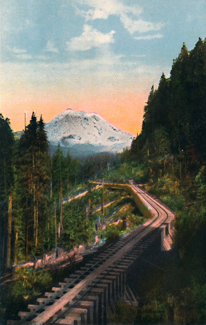Mount Rainier a C. M. és P. S. R. R.-ből, 1916 alkotó: Asahel Curtis