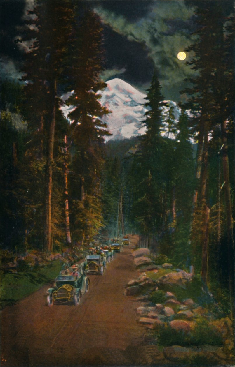 Úton a Mount Rainier Nemzeti Parkból, Washington, 1916 alkotó: Asahel Curtis