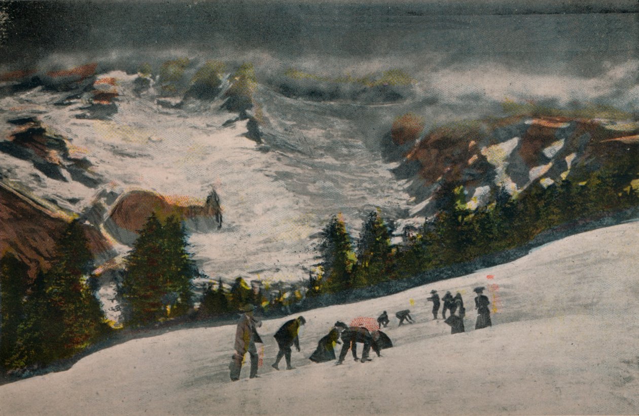 Hógolyózás a Paradise Valley-ben déli nyáron, Mt. Rainier Nemzeti Park, 1916 alkotó: Asahel Curtis