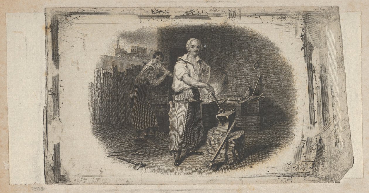 Bankjegymatrica kovács-kovácsolással, kb. 1824-37. alkotó: Asher Brown Durand.
