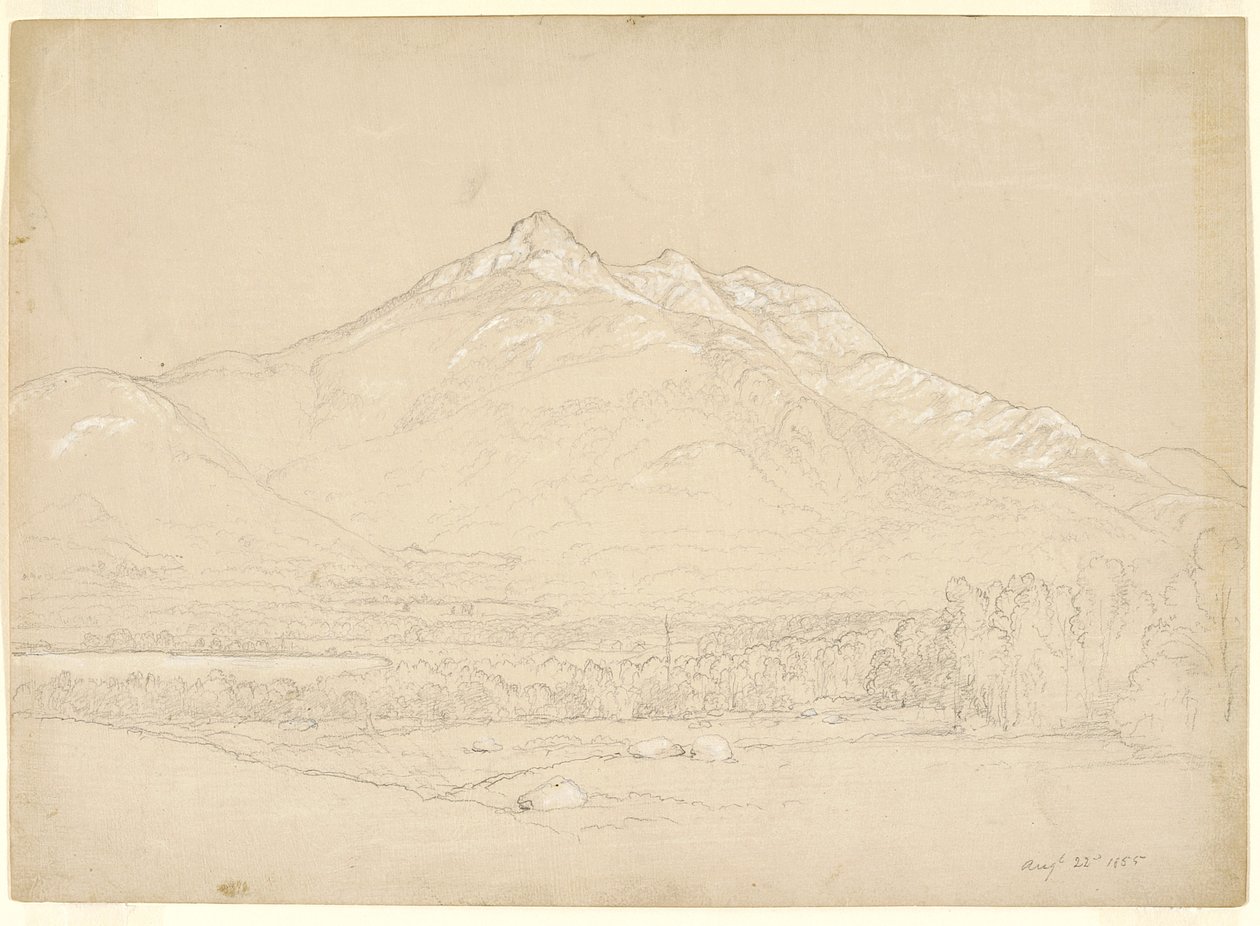 Mount Chocorua, New Hampshire, 1855 (grafit és fehér gouache előkészített bézs papíron) alkotó: Asher Brown Durand