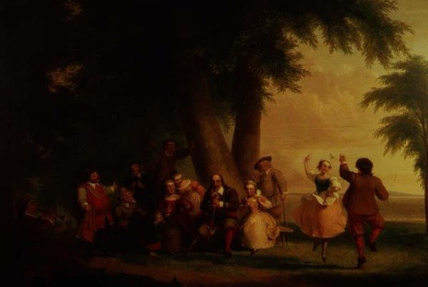 Az üteg tánca Peter Stuyvesant jelenlétében alkotó: Asher Brown Durand