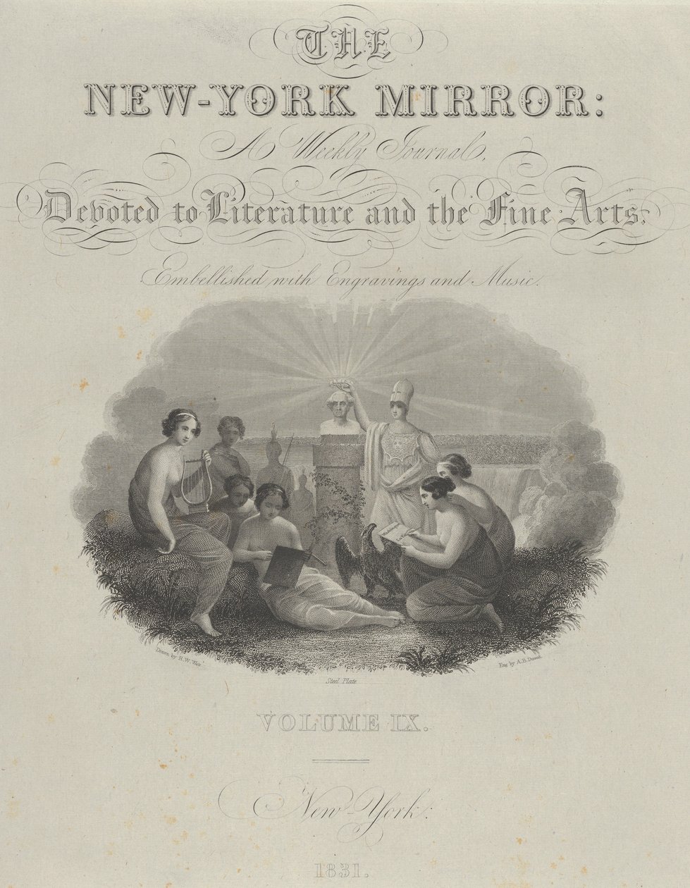 Címlap: The New York Mirror, A Weekly Journal, Devoted to Literature and the Fine Arts..., 1831. alkotó: Asher Brown Durand