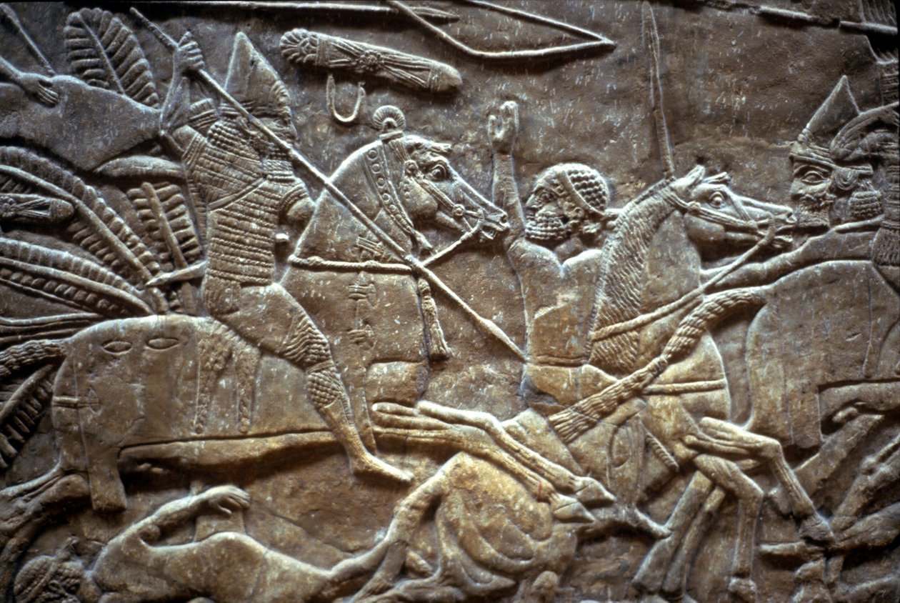 Ashurbanipal a Til-Tuba-i csatában, ie 650-620 között alkotó: Assyrian