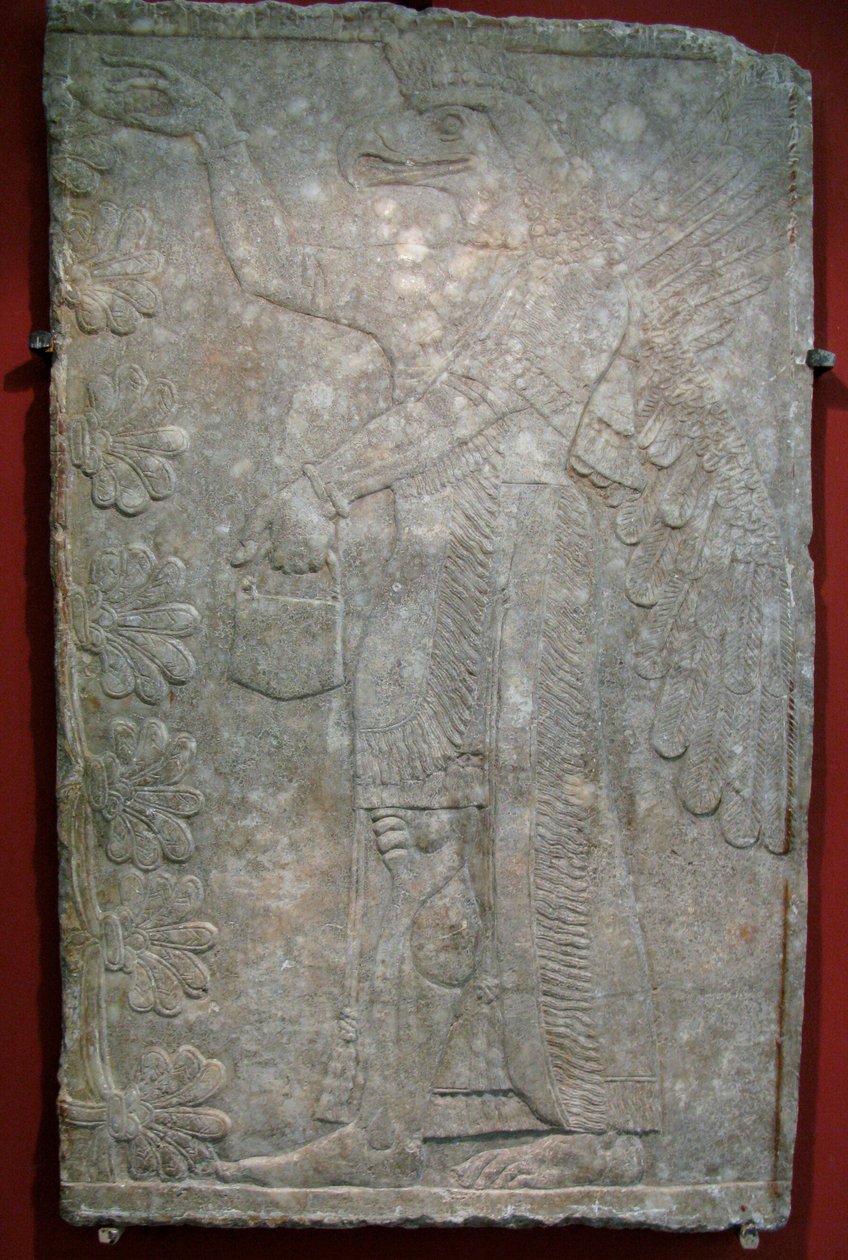Dombormű II. Ashurnasirpal palotájából Kalhuban, Nimrudban, ie 9. században. alkotó: Assyrian Art.