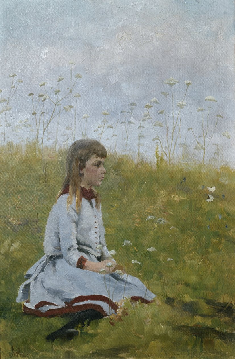 Lány a virágos réten, 1885 körül (olaj, vászon) alkotó: Asta Nørregaard