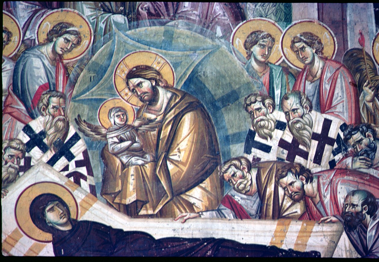 Részlet a Szűz elszenderedése című freskóról lásd: 134450 és 231617 alkotó: Astrapas and Eutychios