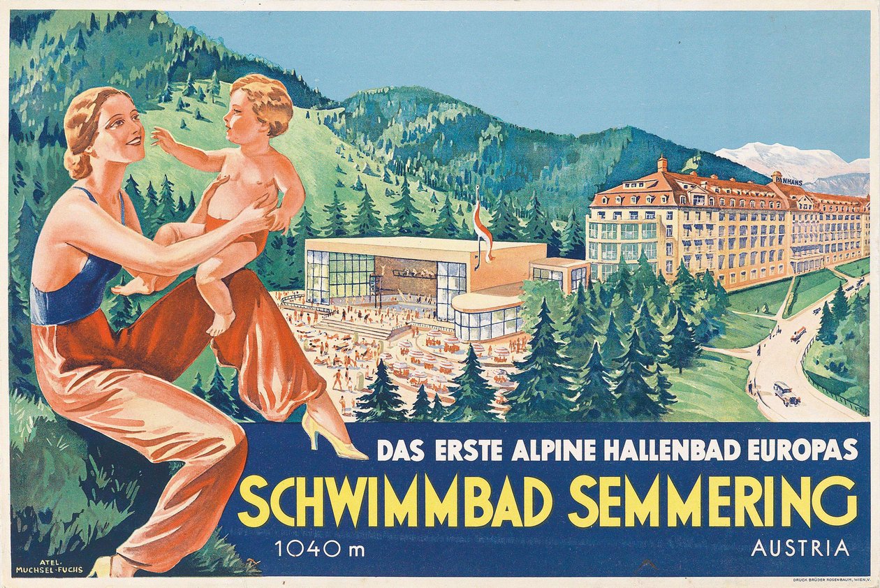 Semmering uszoda, 1930-as évek. alkotó: Atelier Muchsel Fuchs