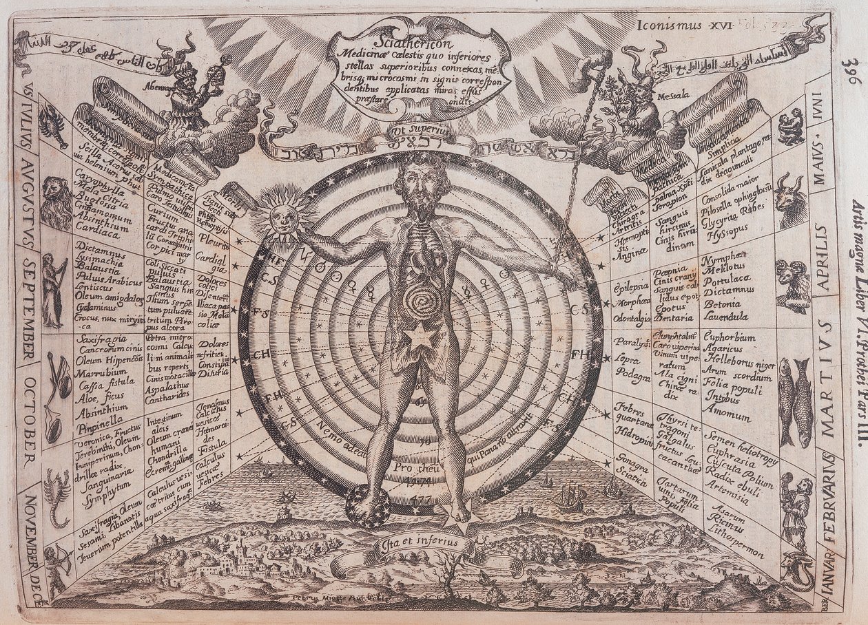 Egy asztrológiai térkép, 1646 alkotó: Athanasius Kircher